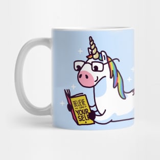 Unicorn Believe in Yourself Reading Book Mug
